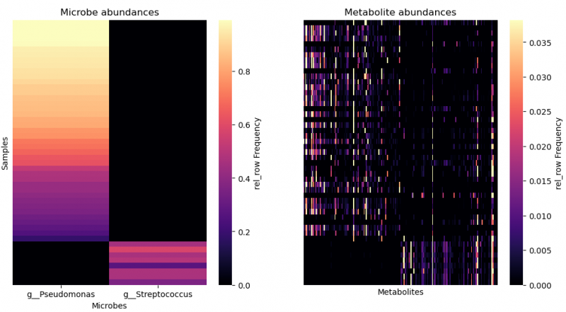 指定微生物及其共现代谢物 paired heatmap