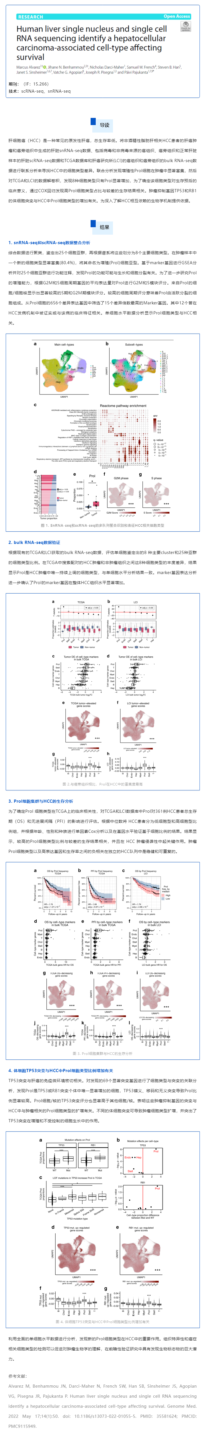 文献解读_snRNA-seq 和 scRNA-seq 鉴定影响生存的肝细胞癌相关细胞类型